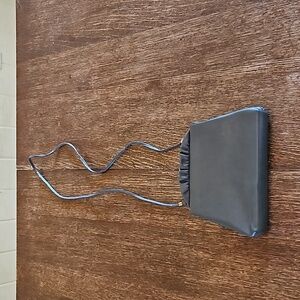 Vintage Grey Clutch and Crossbody Purse, Ruffled Detail and Snap Closure